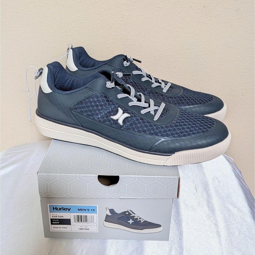New Hurley Men's Exeter Mesh Lace-Up Casual Sneakers Shoes Navy Size 13